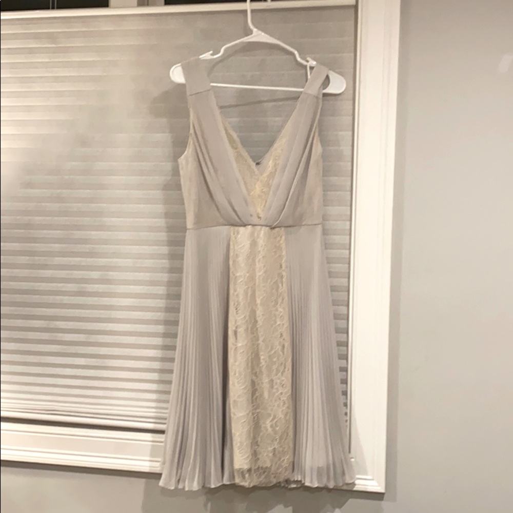 Max and Cleo grey/ivory chiffon/lace dress sz4